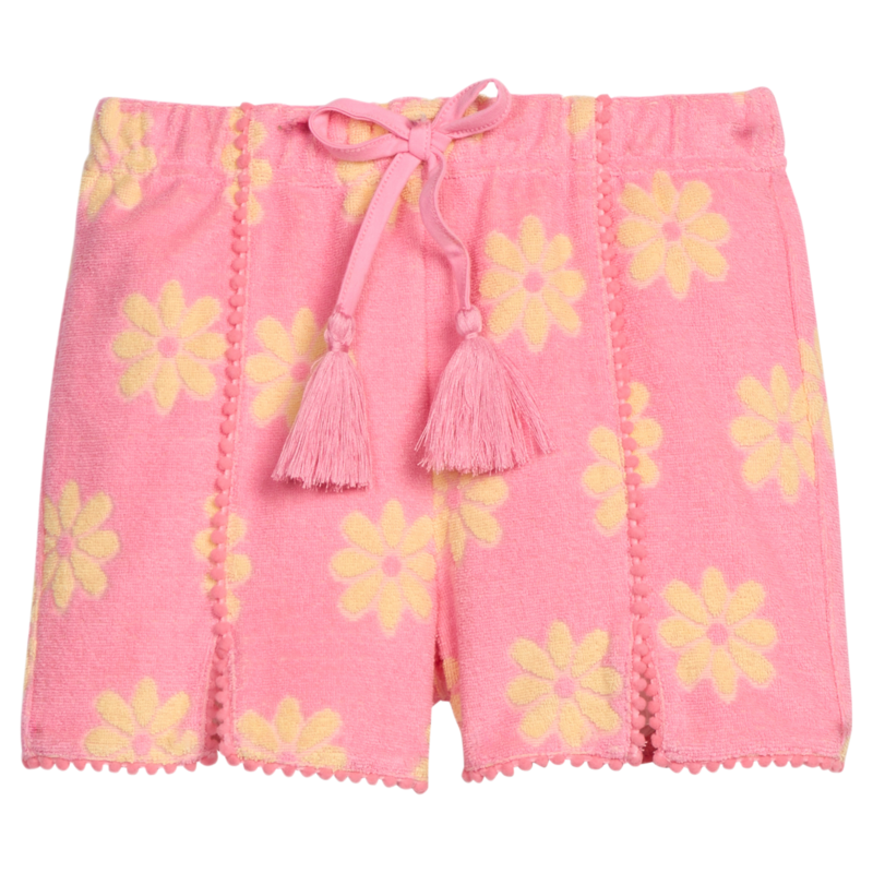 Bisby Bisby Pink Floral Pom Pom Terry Shorts