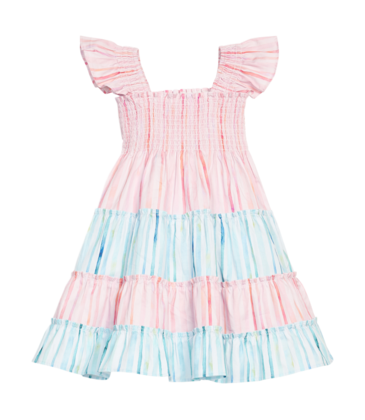 Bisby Bisby Watercolor Multi Stripe Twirl Dress