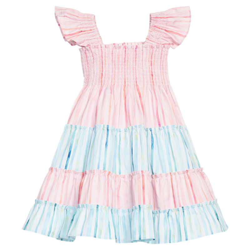 Bisby Bisby Watercolor Multi Stripe Twirl Dress