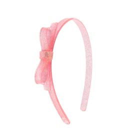 Lilies & Roses Thin Bow Glitter Pink Headband