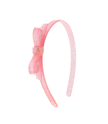 Lilies & Roses Thin Bow Glitter Pink Headband