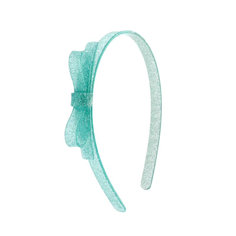Lilies & Roses Thin Bow Glitter Light Mint Headband