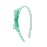 Lilies & Roses Thin Bow Glitter Light Green Headband