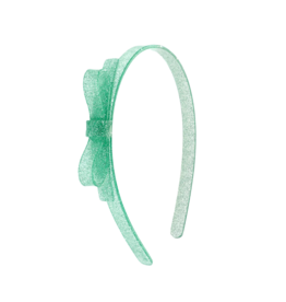 Lilies & Roses Thin Bow Glitter Light Green Headband