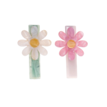 Lilies & Roses Daisy Flower Pink & White Pearl Hair Clips