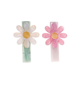 Lilies & Roses Daisy Flower Pink & White Pearl Hair Clips