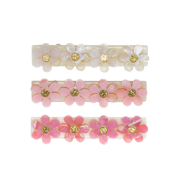 Lilies & Roses Flowers Pink & White Shimmer Hair Clips