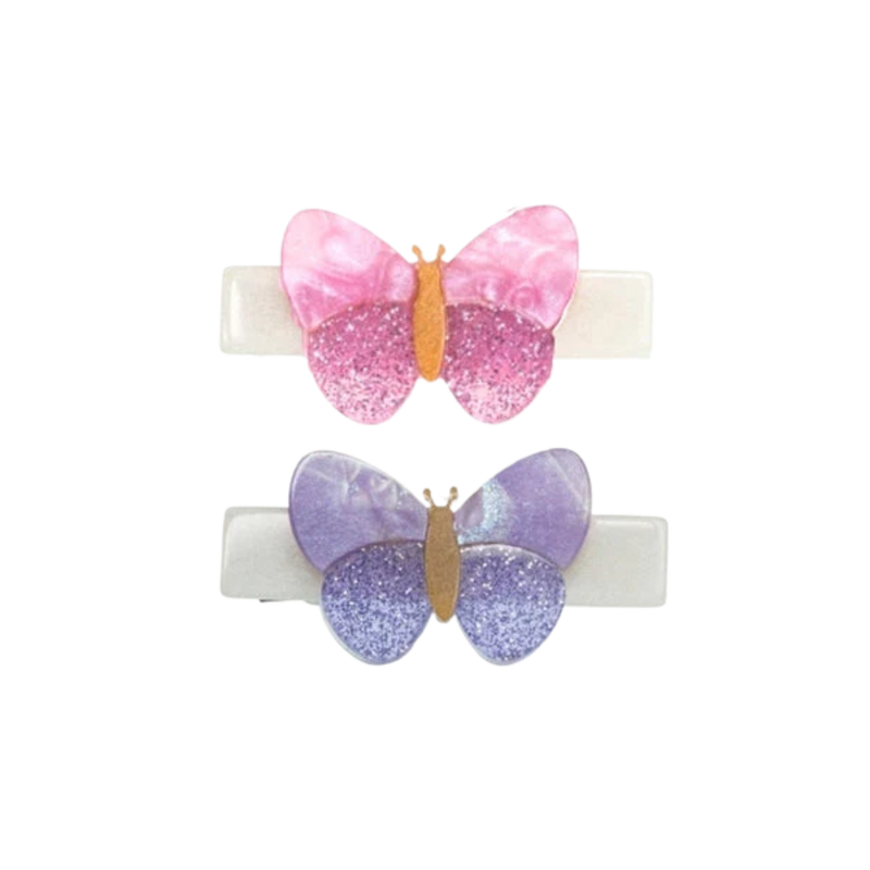 Lilies & Roses Butterflies Shimmer Lilac & Pink Hair Clips