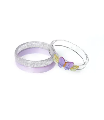 Lilies & Roses Butterflies Shimmer Lilac Bangles