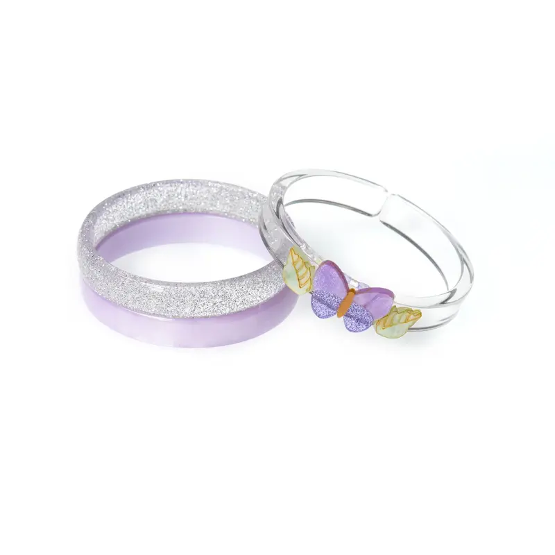 Lilies & Roses Butterflies Shimmer Lilac Bangles