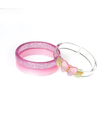 Lilies & Roses Butterflies Shimmer Pink Bangles