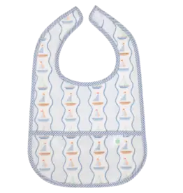 Apple of My Isla Apple of My Isla The Wipe It Bib - Sailboats