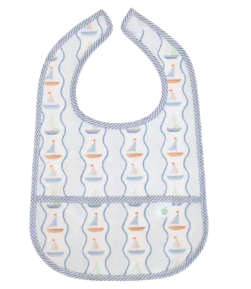 Apple of My Isla Apple of My Isla The Wipe It Bib - Sailboats