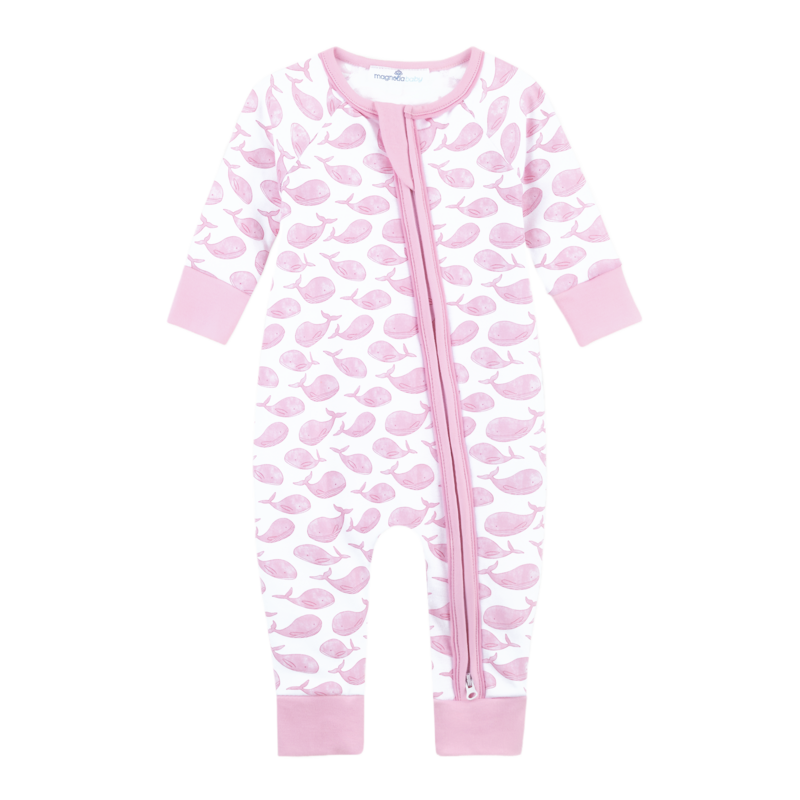 Magnolia Baby Magnolia Baby Pink Azure Whales Playsuit