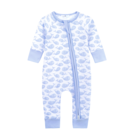 Magnolia Baby Magnolia Baby Light Blue Azure Whales Playsuit