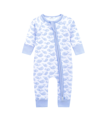 Magnolia Baby Magnolia Baby Light Blue Azure Whales Playsuit