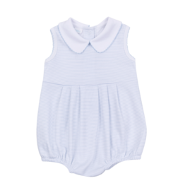 Magnolia Baby Magnolia Baby Light Blue Mini Stripes Collared Bubble