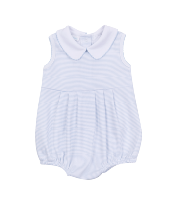 Magnolia Baby Magnolia Baby Light Blue Mini Stripes Collared Bubble