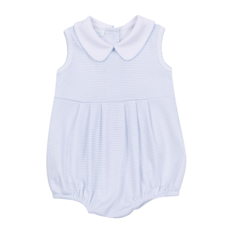 Magnolia Baby Magnolia Baby Light Blue Mini Stripes Collared Bubble