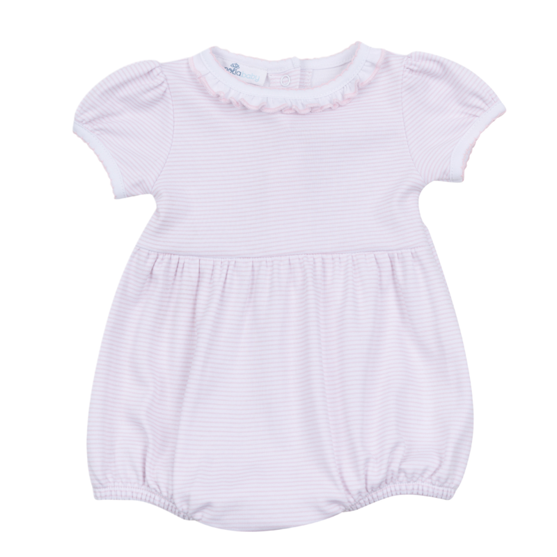 Magnolia Baby Magnolia Baby Pink Mini Stripes Ruffle Bubble