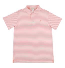 The Beaufort Bonnet Company TBBC Prim & Proper Polo - Sanibel Salmon Stripe/Pompano Peach