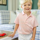 The Beaufort Bonnet Company TBBC Prim & Proper Polo - Sanibel Salmon Stripe/Pompano Peach