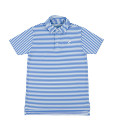 The Beaufort Bonnet Company TBBC Prepletic Prim & Proper Polo - Sunrise Blvd Blue Stripe