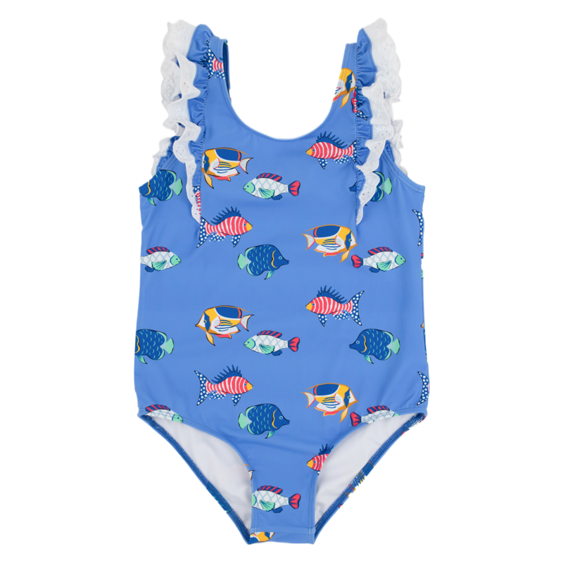 The Beaufort Bonnet Company TBBC Ruehling Ruffle Bathing Suit - Here Fishy Fishy