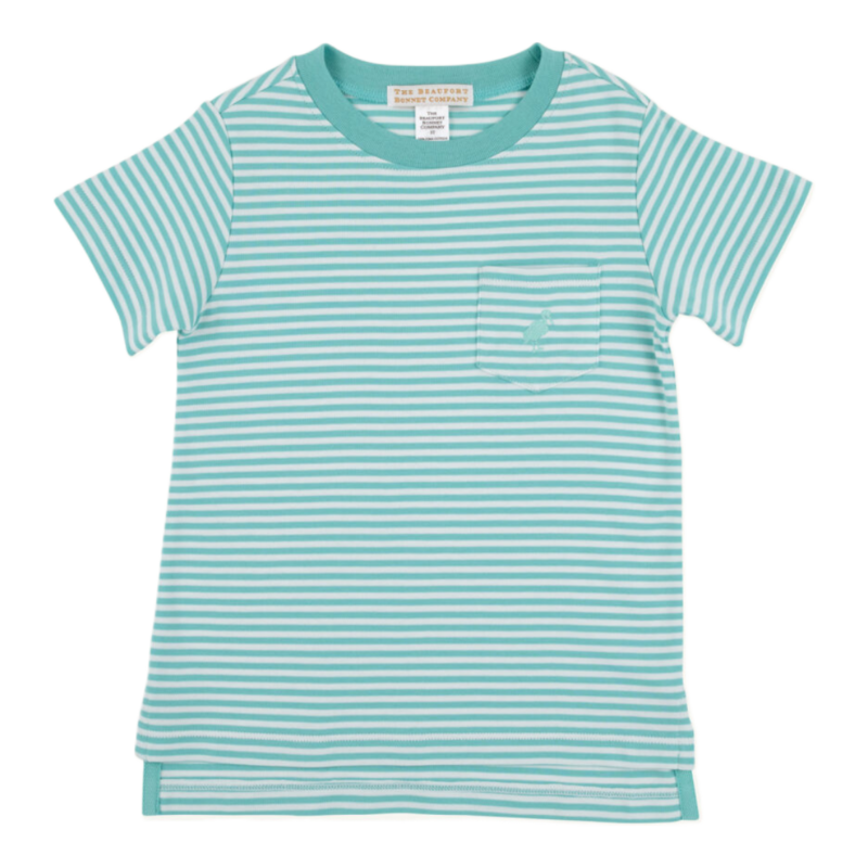 The Beaufort Bonnet Company TBBC Carter Crewneck - Turks Teal Stripe