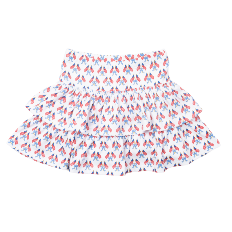 Lila + Hayes Lila + Hayes Maggie Tiered Skort - Stars, Stripes, & Bows