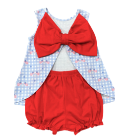 James & Lottie *Pre-Order* James & Lottie Bow Lottie Bloomer Set - Patriotic Gingham