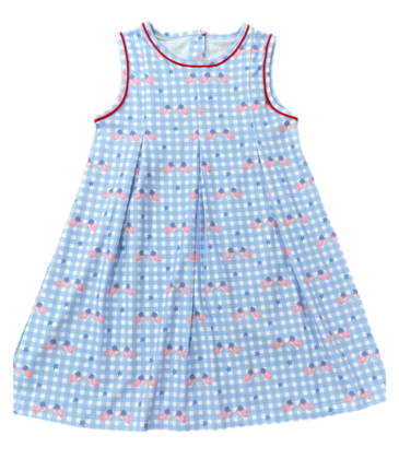 James & Lottie *Pre-Order* James & Lottie Penny Pleat Dress - Patriotic Gingham