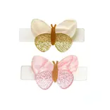 Lilies & Roses Butterflies Shimmer Gold & Pink Hair Clips