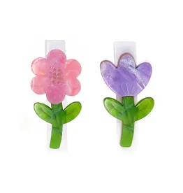 Lilies & Roses Tulip Flower Pink & Purple Hair Clips