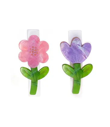 Lilies & Roses Tulip Flower Pink & Purple Hair Clips