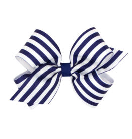 Wee Ones Wee Ones Medium Light Navy Nautical Stripe Bow