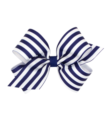 Wee Ones Wee Ones Medium Light Navy Nautical Stripe Bow