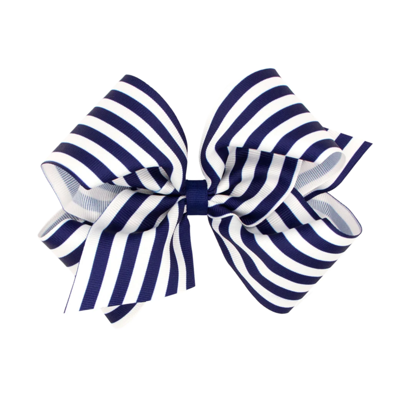 Wee Ones Wee Ones King Light Navy Nautical Stripe Bow