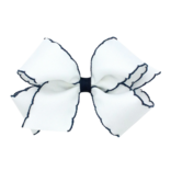 Wee Ones Wee Ones Medium White w/ Light Navy Moonstitch Bow