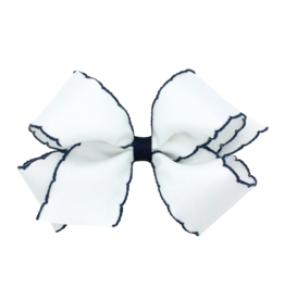 Wee Ones Wee Ones Medium White w/ Light Navy Moonstitch Bow