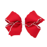 Wee Ones Wee Ones Medium Red w/ White Moonstitch Bow