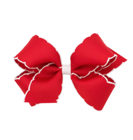 Wee Ones Wee Ones Medium Red w/ White Moonstitch Bow