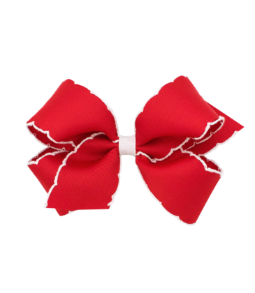 Wee Ones Wee Ones Medium Red w/ White Moonstitch Bow