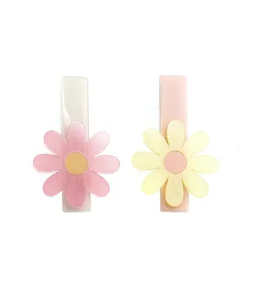 Lilies & Roses Daisy Flower Pink & Yellow Hair Clips