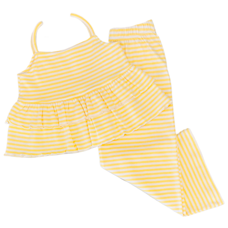 Squiggles Squiggles Yellow Ruffle Top & Pant Set