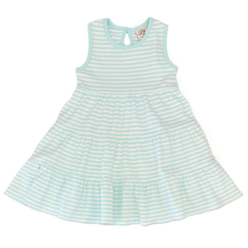 Luigi Luigi Aqua Tiered Dress