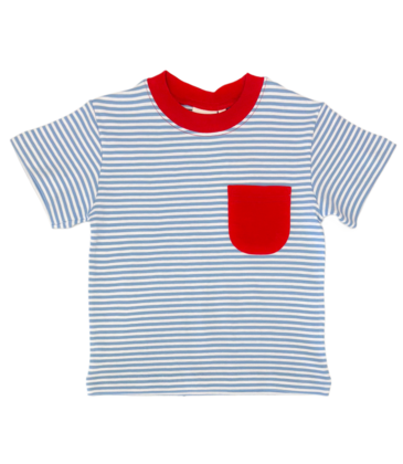 Luigi Luigi Chambray/White Stripe w/ Red Pocket T-Shirt