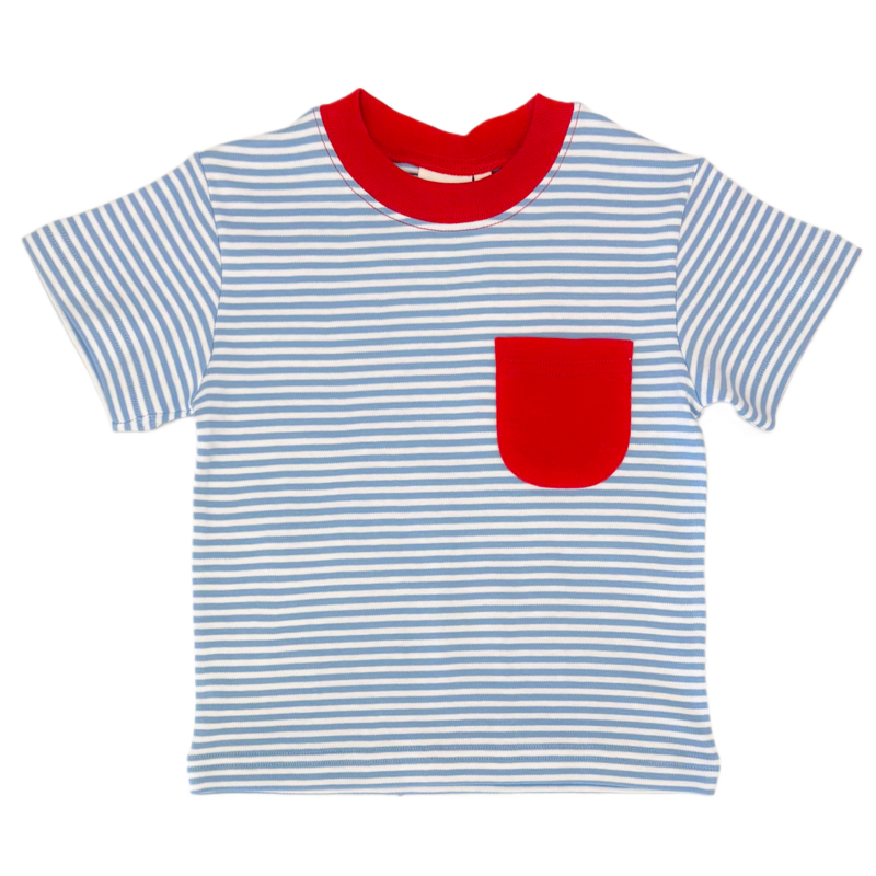 Luigi Luigi Chambray/White Stripe w/ Red Pocket T-Shirt