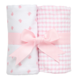 3 Marthas 3 Marthas Pink Bow Set of Two Burp Cloths