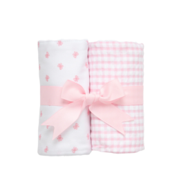 3 Marthas 3 Marthas Pink Bow Set of Two Burp Cloths
